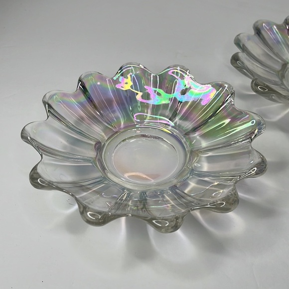 Vintage Federal Glass Iridescent Carnival Glass Bowl Lot of 2 Trinket Dish 1.75” - Picture 7 of 12